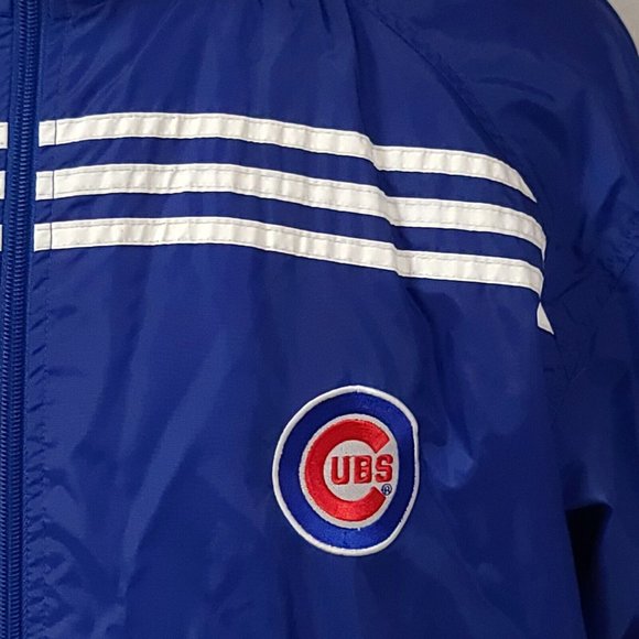 Vtg Adidas Chicago Cubs Men Large Blue Three Stripes Full Zip Windbreaker Jacket - Picture 4 of 13